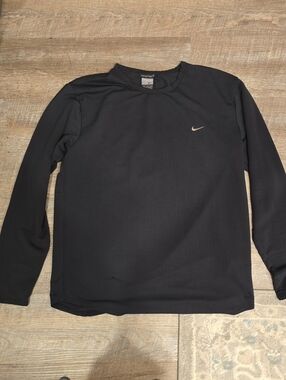 Nike Black Long Sleeve Athletic Crew with Small Swoosh